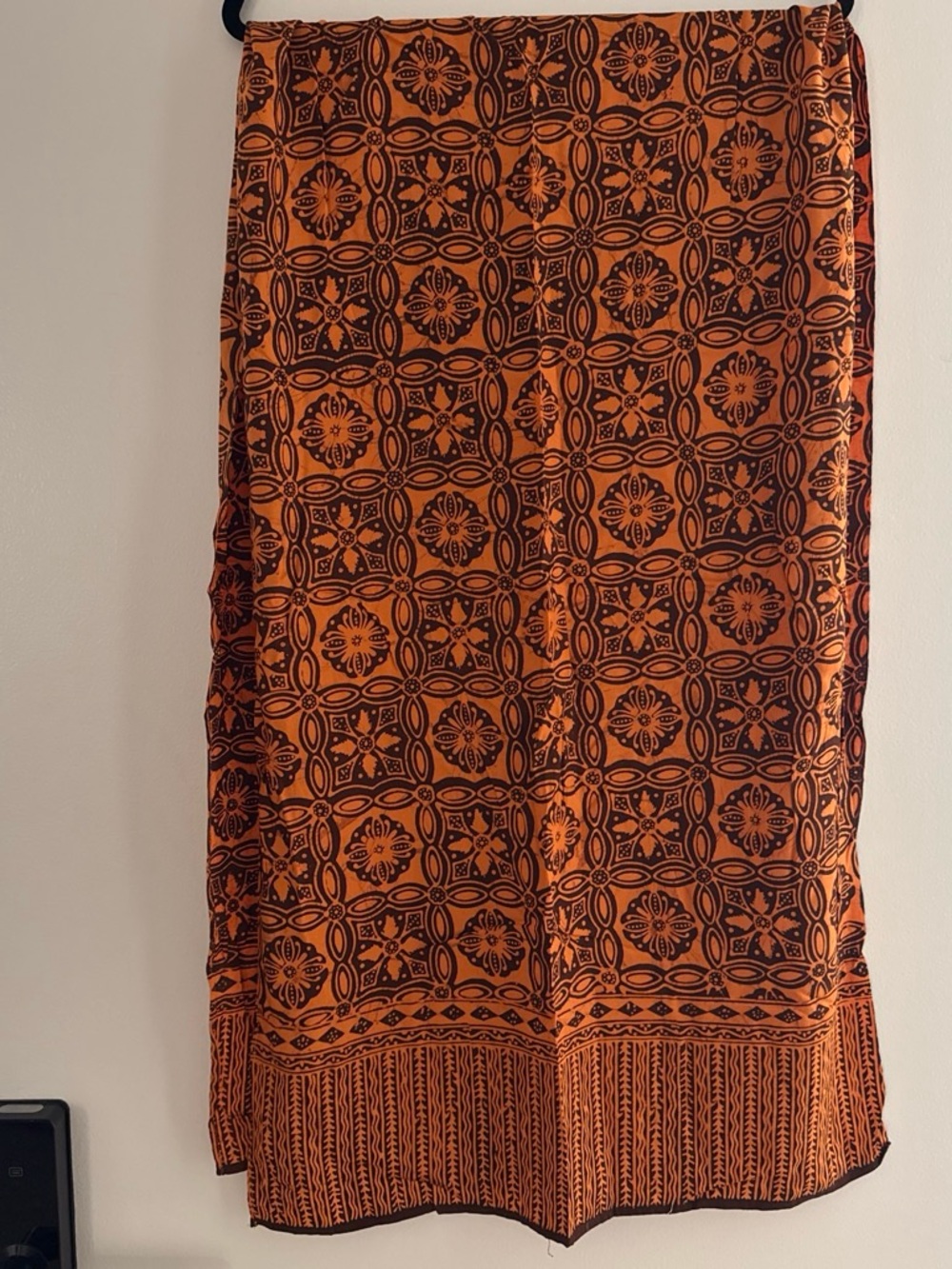 Women's Orange Patterned Midi Skirt